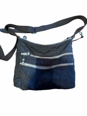 Kipling Black Nylon Crossbody with Dual Zip Front Pockets
